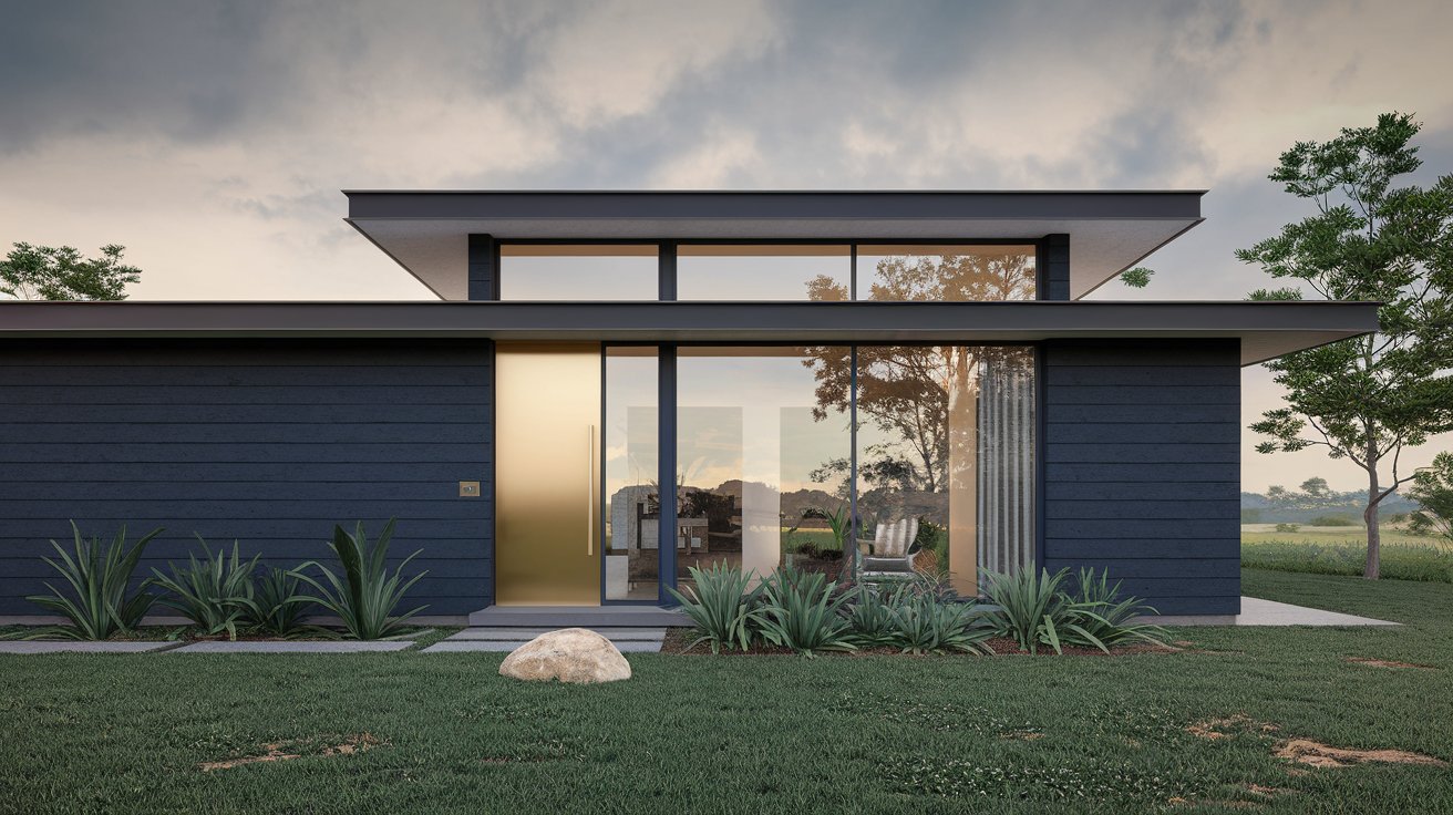 Fotografia de uma casa moderna com decoração acolhedora, transmitindo a sensação de conforto e bem-estar. A iluminação natural realça os detalhes da arquitetura e da decoração, criando uma atmosfera convidativa.
